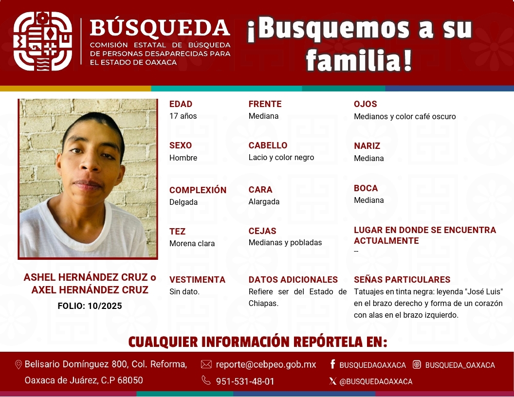 ASHEL HERNÁNDEZ CRUZ O AXEL HERNÁNDEZ CRUZ